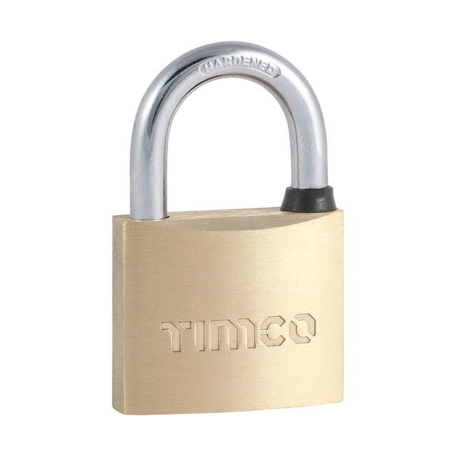 This is an image showing TIMCO Brass Padlock - 40mm - 2 Pieces Blister Pack available from T.H Wiggans Ironmongery in Kendal, quick delivery at discounted prices.