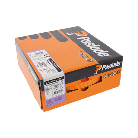 This is an image showing TIMCO Paslode IM350+ Nails & Fuel Cells Trade Pack - Ring Shank - Galvanised + - 141204 - 2.8 x 51/3CFC - 3300 Pieces Box available from T.H Wiggans Ironmongery in Kendal, quick delivery at discounted prices.
