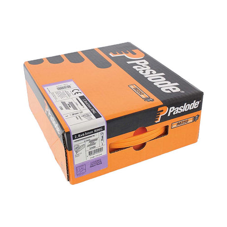 This is an image showing TIMCO Paslode IM350+ Nails & Fuel Cells Trade Pack - Ring Shank - Galvanised + - 141210 - 2.8 x 63/3CFC - 3300 Pieces Box available from T.H Wiggans Ironmongery in Kendal, quick delivery at discounted prices.