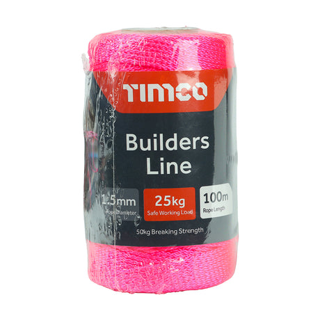 This is an image showing TIMCO Builders Line - Pink - Tube - 1.5mm x 100m - 1 Each Unit available from T.H Wiggans Ironmongery in Kendal, quick delivery at discounted prices.