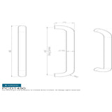 This image is a line drwaing of a Eurospec - 30mm D Pull Handles 450mm Centres - Satin Stainless Steel available to order from Trade Door Handles in Kendal