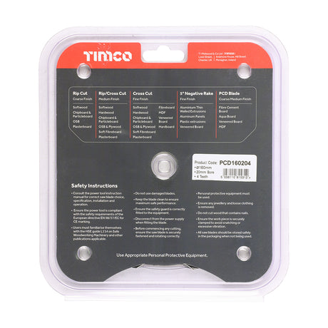 This is an image showing TIMCO PCD Fibre Cement Saw Blade - 160 x 20 x 4T - 1 Each Clamshell available from T.H Wiggans Ironmongery in Kendal, quick delivery at discounted prices.