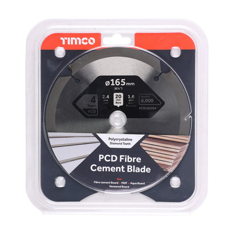 This is an image showing TIMCO PCD Fibre Cement Saw Blade - 165 x 20 x 4T - 1 Each Clamshell available from T.H Wiggans Ironmongery in Kendal, quick delivery at discounted prices.