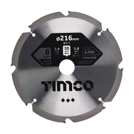 This is an image showing TIMCO PCD Fibre Cement Saw Blade - 216 x 30 x 8T - 1 Each Clamshell available from T.H Wiggans Ironmongery in Kendal, quick delivery at discounted prices.