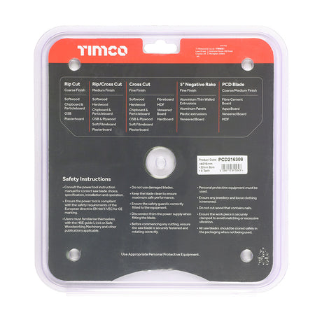 This is an image showing TIMCO PCD Fibre Cement Saw Blade - 216 x 30 x 8T - 1 Each Clamshell available from T.H Wiggans Ironmongery in Kendal, quick delivery at discounted prices.