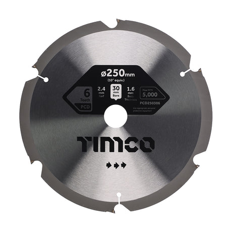 This is an image showing TIMCO PCD Fibre Cement Saw Blade - 250 x 30 x 6T - 1 Each Clamshell available from T.H Wiggans Ironmongery in Kendal, quick delivery at discounted prices.