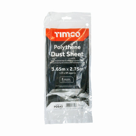 This is an image showing TIMCO Polythene Dust Sheet - 3.65m x 2.75m - 1 Each Bag available from T.H Wiggans Ironmongery in Kendal, quick delivery at discounted prices.