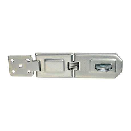 This is an image showing TIMCO Single Hinged Hasp & Staple - Zinc - 160mm - 1 Each Blister Pack available from T.H Wiggans Ironmongery in Kendal, quick delivery at discounted prices.