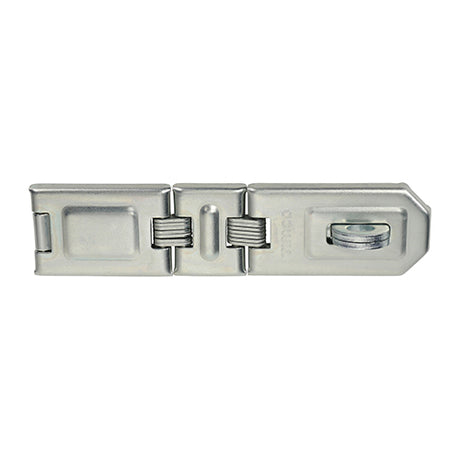 This is an image showing TIMCO Double Hinged Hasp & Staple - Zinc - 200mm - 1 Each Blister Pack available from T.H Wiggans Ironmongery in Kendal, quick delivery at discounted prices.