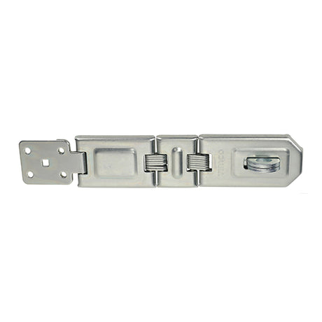 This is an image showing TIMCO Double Hinged Hasp & Staple - Zinc - 200mm - 1 Each Blister Pack available from T.H Wiggans Ironmongery in Kendal, quick delivery at discounted prices.