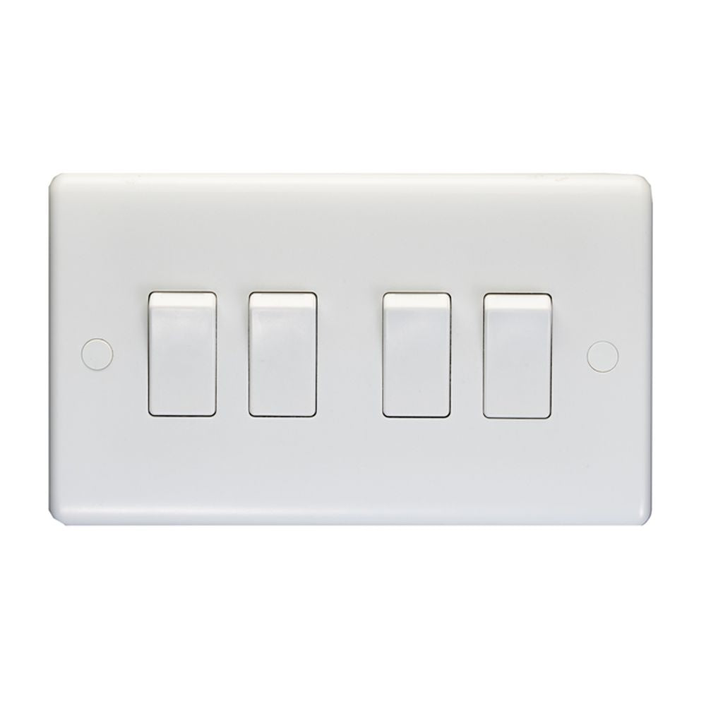 This is an image showing Eurolite Enhance White Plastic 2 Gang Switch - White pl3042 available to order from T.H. Wiggans Ironmongery in Kendal, quick delivery and discounted prices.