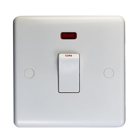This is an image showing Eurolite Enhance White Plastic 20Amp Switch with Neon Indicator - White pl3241 available to order from T.H. Wiggans Ironmongery in Kendal, quick delivery and discounted prices.