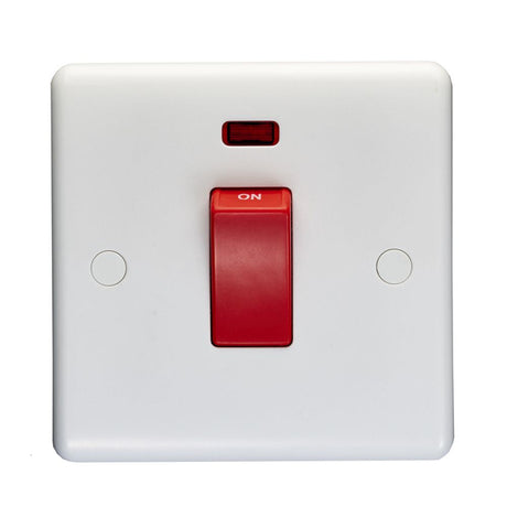 This is an image showing Eurolite Enhance White Plastic 45Amp Switch with Neon Indicator - White pl3271 available to order from T.H. Wiggans Ironmongery in Kendal, quick delivery and discounted prices.