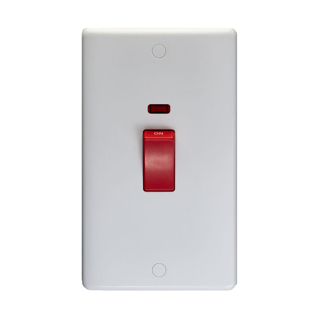 This is an image showing Eurolite Enhance White Plastic 45Amp Switch with Neon Indicator - White pl3291 available to order from T.H. Wiggans Ironmongery in Kendal, quick delivery and discounted prices.