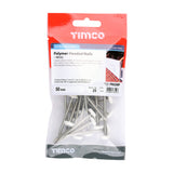 This is an image showing TIMCO Polymer Headed Pins - Stainless Steel - White - 50mm - 25 Pieces TIMpac available from T.H Wiggans Ironmongery in Kendal, quick delivery at discounted prices.