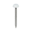 This is an image showing TIMCO Polymer Headed Pins - A4 Stainless Steel - White - 25mm - 250 Pieces Box available from T.H Wiggans Ironmongery in Kendal, quick delivery at discounted prices.