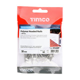 This is an image showing TIMCO Polymer Headed Pins - Stainless Steel - White - 30mm - 60 Pieces TIMpac available from T.H Wiggans Ironmongery in Kendal, quick delivery at discounted prices.