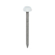 This is an image showing TIMCO Polymer Headed Pins - A4 Stainless Steel - White - 30mm - 250 Pieces Box available from T.H Wiggans Ironmongery in Kendal, quick delivery at discounted prices.