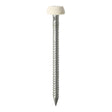 This is an image showing TIMCO Polymer Headed Pins - A4 Stainless Steel - Cream - 40mm - 250 Pieces Box available from T.H Wiggans Ironmongery in Kendal, quick delivery at discounted prices.