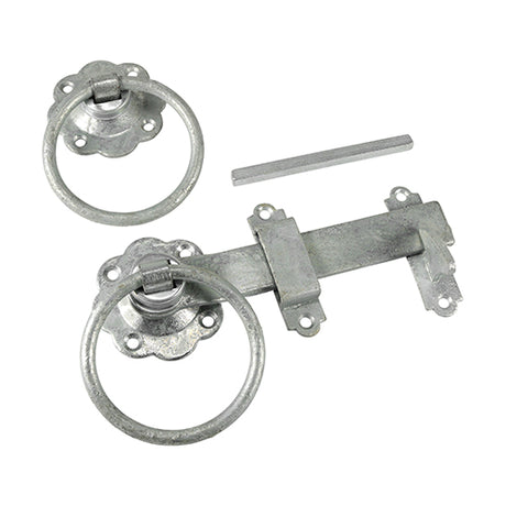 This is an image showing TIMCO Ring Gate Latch - Plain - Hot Dipped Galvanised - 6" - 1 Each Plain Bag available from T.H Wiggans Ironmongery in Kendal, quick delivery at discounted prices.