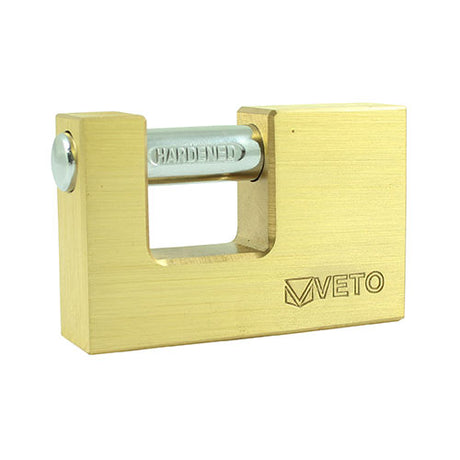 This is an image showing TIMCO Rectangular Brass Padlock - 75mm - 1 Each Blister Pack available from T.H Wiggans Ironmongery in Kendal, quick delivery at discounted prices.