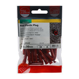 This is an image showing TIMCO Plastic Plugs - Red - 30mm - 30 Pieces TIMpac available from T.H Wiggans Ironmongery in Kendal, quick delivery at discounted prices.