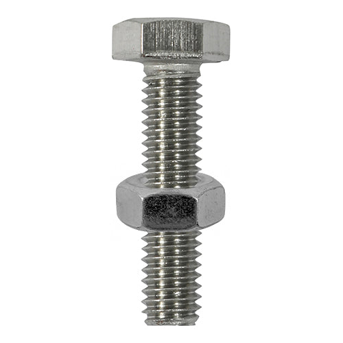 This is an image showing TIMCO Set Screws & Hex Nuts - Stainless Steel - M10 x 100 - 2 Pieces TIMpac available from T.H Wiggans Ironmongery in Kendal, quick delivery at discounted prices.