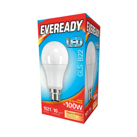 This is an image showing TIMCO Eveready LED GLS Light Bulb - B22 - 1521 Lumen - 13.8W - Warm Light - 1521 Lumen - 5 Pieces Pack available from T.H Wiggans Ironmongery in Kendal, quick delivery at discounted prices.
