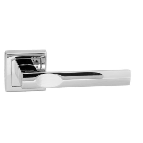 This is an image of STATUS Kansas Lever on Square Rose - Polished Chrome available to order from T.H Wiggans Architectural Ironmongery in Kendal, quick delivery and discounted prices.