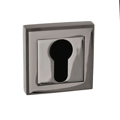 This is an image of STATUS Euro Escutcheon on Square Rose - Black Nickel available to order from T.H Wiggans Architectural Ironmongery in Kendal, quick delivery and discounted prices.