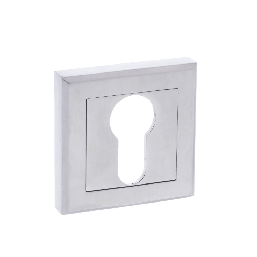 This is an image of STATUS Euro Escutcheon on Square Rose - Satin Chrome available to order from T.H Wiggans Architectural Ironmongery in Kendal, quick delivery and discounted prices.