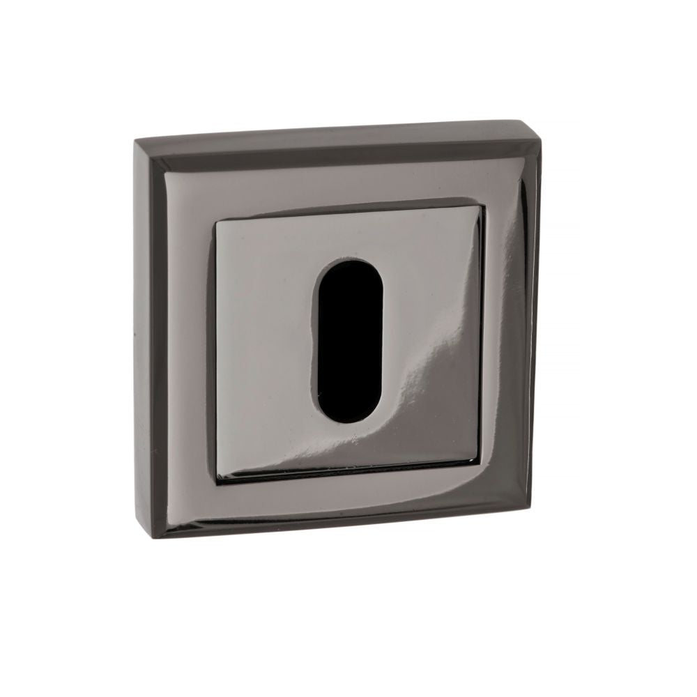 This is an image of STATUS Key Escutcheon on Square Rose - Black Nickel available to order from T.H Wiggans Architectural Ironmongery in Kendal, quick delivery and discounted prices.