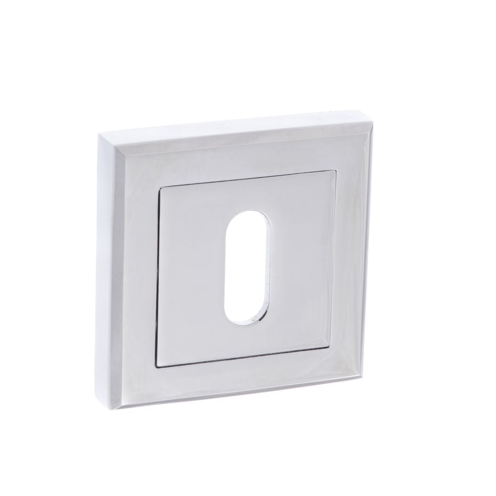 This is an image of STATUS Key Escutcheon on Square Rose - Polished Chrome available to order from T.H Wiggans Architectural Ironmongery in Kendal, quick delivery and discounted prices.