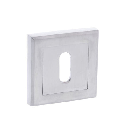 This is an image of STATUS Key Escutcheon on Square Rose - Satin Chrome available to order from T.H Wiggans Architectural Ironmongery in Kendal, quick delivery and discounted prices.