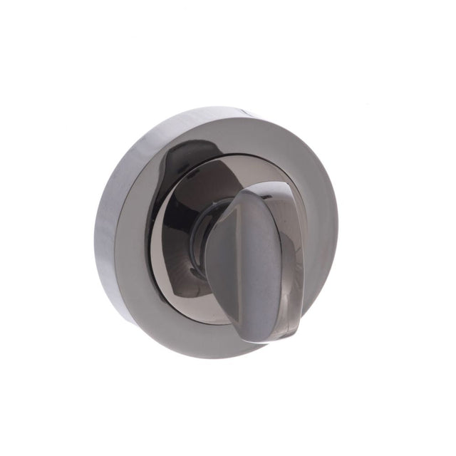 This is an image of STATUS WC Turn and Release on Round Rose - Black Nickel available to order from T.H Wiggans Architectural Ironmongery in Kendal, quick delivery and discounted prices.