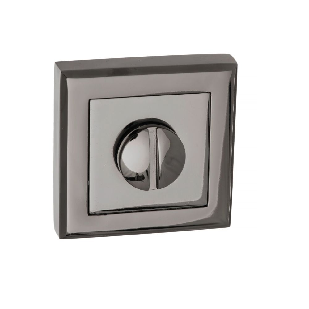 This is an image of STATUS WC Turn and Release on Square Rose - Black Nickel available to order from Trade Door Handles.