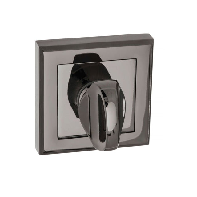 This is an image of STATUS WC Turn and Release on Square Rose - Black Nickel available to order from T.H Wiggans Architectural Ironmongery in Kendal, quick delivery and discounted prices.