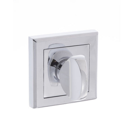 This is an image of STATUS WC Turn and Release on Square Rose - Polished Chrome available to order from T.H Wiggans Architectural Ironmongery in Kendal, quick delivery and discounted prices.