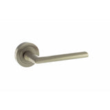 This is an image of STATUS Georgia Lever on Round Rose - Satin Nickel available to order from T.H Wiggans Architectural Ironmongery in Kendal, quick delivery and discounted prices.