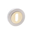 This is an image of STATUS Key Escutcheon on Round Rose - Satin Nickel/Polished Brass available to order from T.H Wiggans Architectural Ironmongery in Kendal, quick delivery and discounted prices.