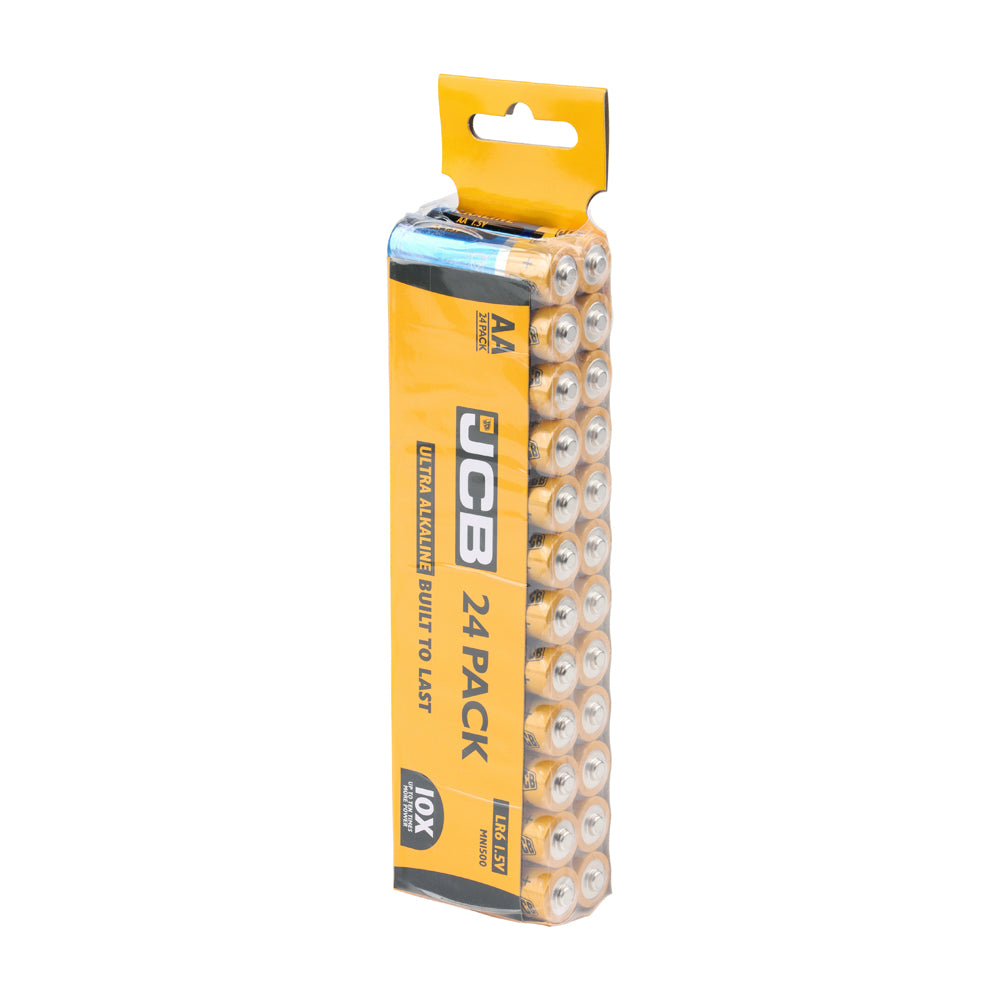 This is an image showing TIMCO JCB Ultra Alkaline Batteries Trade Pack - AA - 24 Pieces Pack available from T.H Wiggans Ironmongery in Kendal, quick delivery at discounted prices.