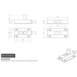 This image is a line drwaing of a Eurospec - Aluminium Toilet Indicator Bolt - Satin Anodised Aluminium available to order from Trade Door Handles in Kendal