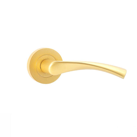 This is an image of Spira Brass - Mercury Lever Door Handle Satin Brass available to order from T.H Wiggans Architectural Ironmongery in Kendal, quick delivery and discounted prices.