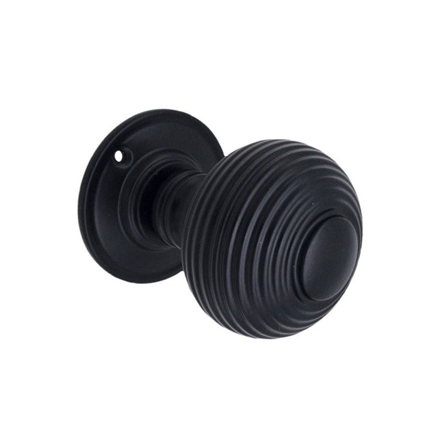 This is an image of Spira Brass - Beehive Large 60mm Mortice Door Knob Matt Black available to order from T.H Wiggans Architectural Ironmongery in Kendal, quick delivery and discounted prices.