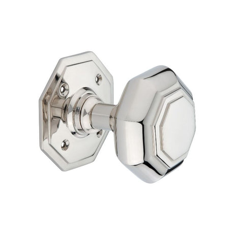This is an image of Spira Brass - Octagonal Mortice Door Knobs Polished Nickel available to order from T.H Wiggans Architectural Ironmongery in Kendal, quick delivery and discounted prices.