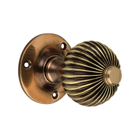 This is an image of Spira Brass - Regency Mortice Door Knob Aged Brass available to order from T.H Wiggans Architectural Ironmongery in Kendal, quick delivery and discounted prices.