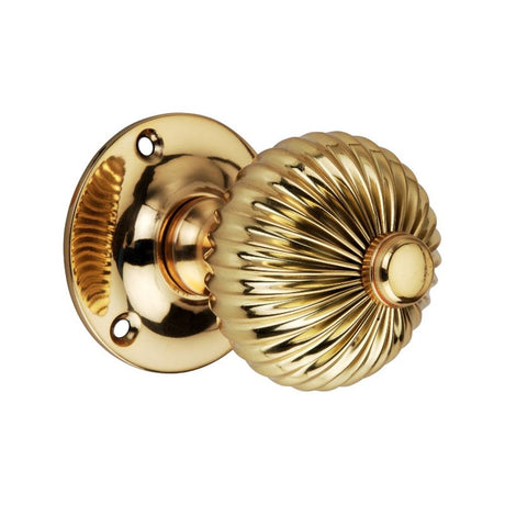This is an image of Spira Brass - Regency Mortice Door Knob Polished Brass available to order from T.H Wiggans Architectural Ironmongery in Kendal, quick delivery and discounted prices.