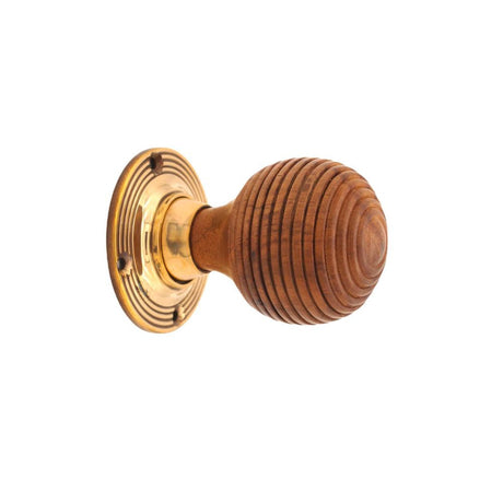 This is an image of Spira Brass - Rosewood Beehive Rim/Mortice Door Knob Aged Brass available to order from T.H Wiggans Architectural Ironmongery in Kendal, quick delivery and discounted prices.