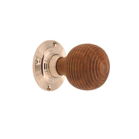 This is an image of Spira Brass - Rosewood Beehive Rim/Mortice Door Knob Polished Nickel available to order from T.H Wiggans Architectural Ironmongery in Kendal, quick delivery and discounted prices.