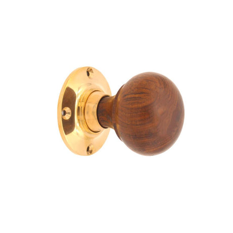 This is an image of Spira Brass - Rosewood Bun Rim/Mortice Door Knob Polished Brass available to order from T.H Wiggans Architectural Ironmongery in Kendal, quick delivery and discounted prices.